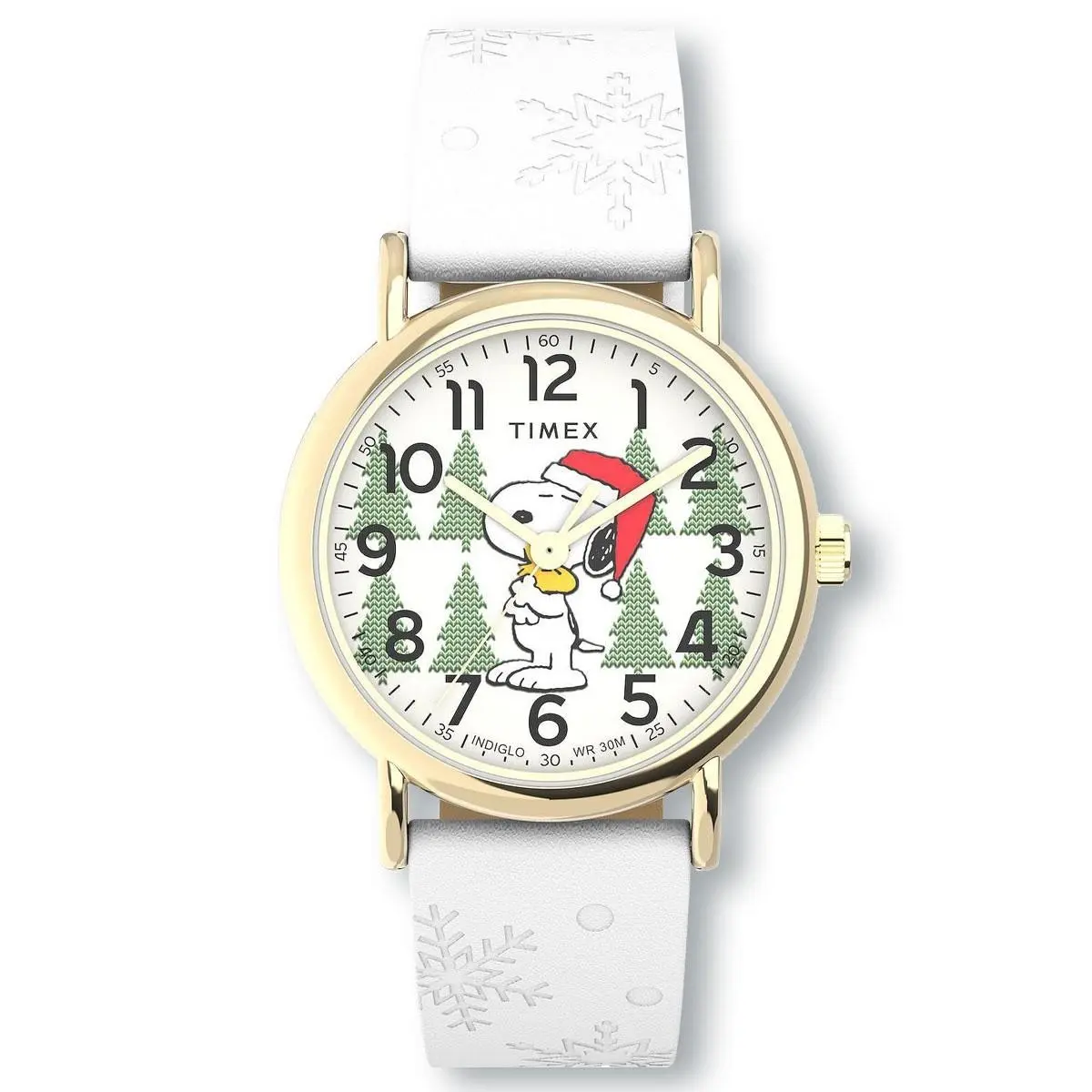 Weekender x Peanuts TW2W24100 Holiday Leather Strap Watch by Timex