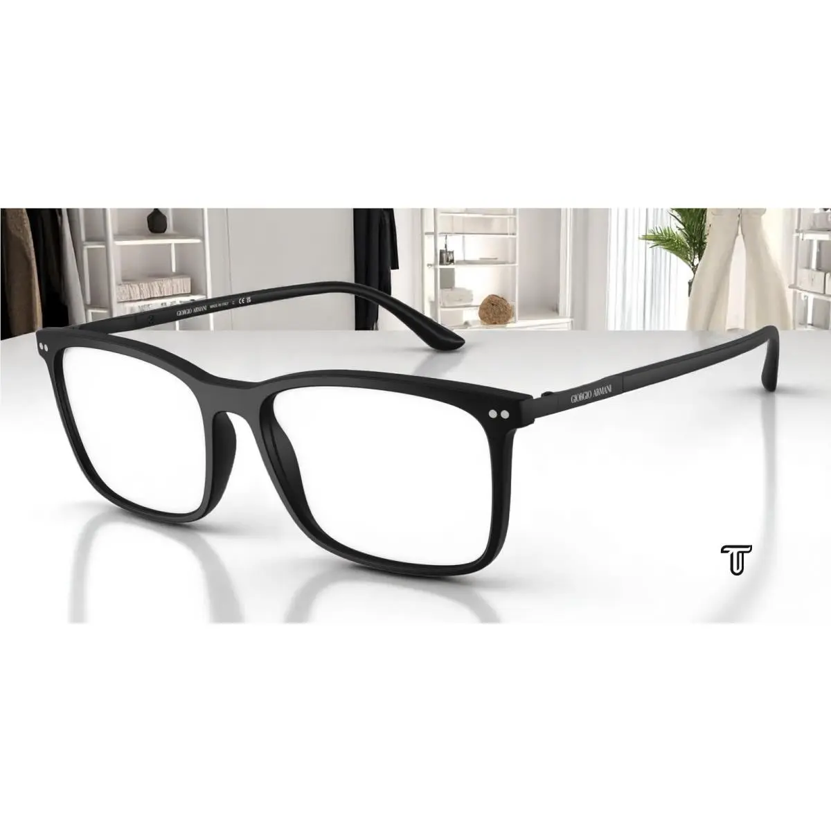 Giorgio Armani AR7122 5042 Matte Black Demo Lens 56 mm Men`s Eyeglasses