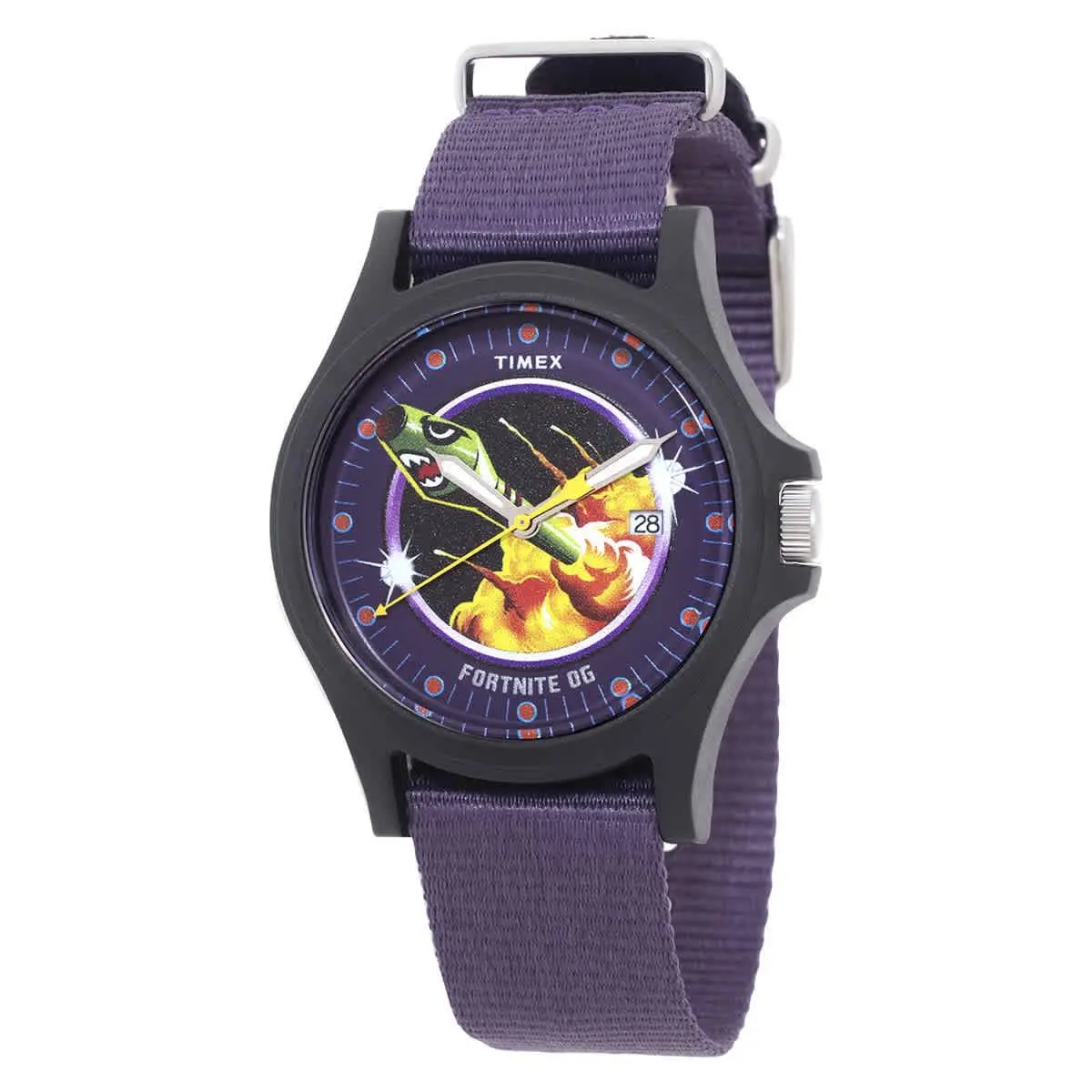 Timex X Fortnite Acadia Quartz Purple Dial Men`s Watch TW2Y46300