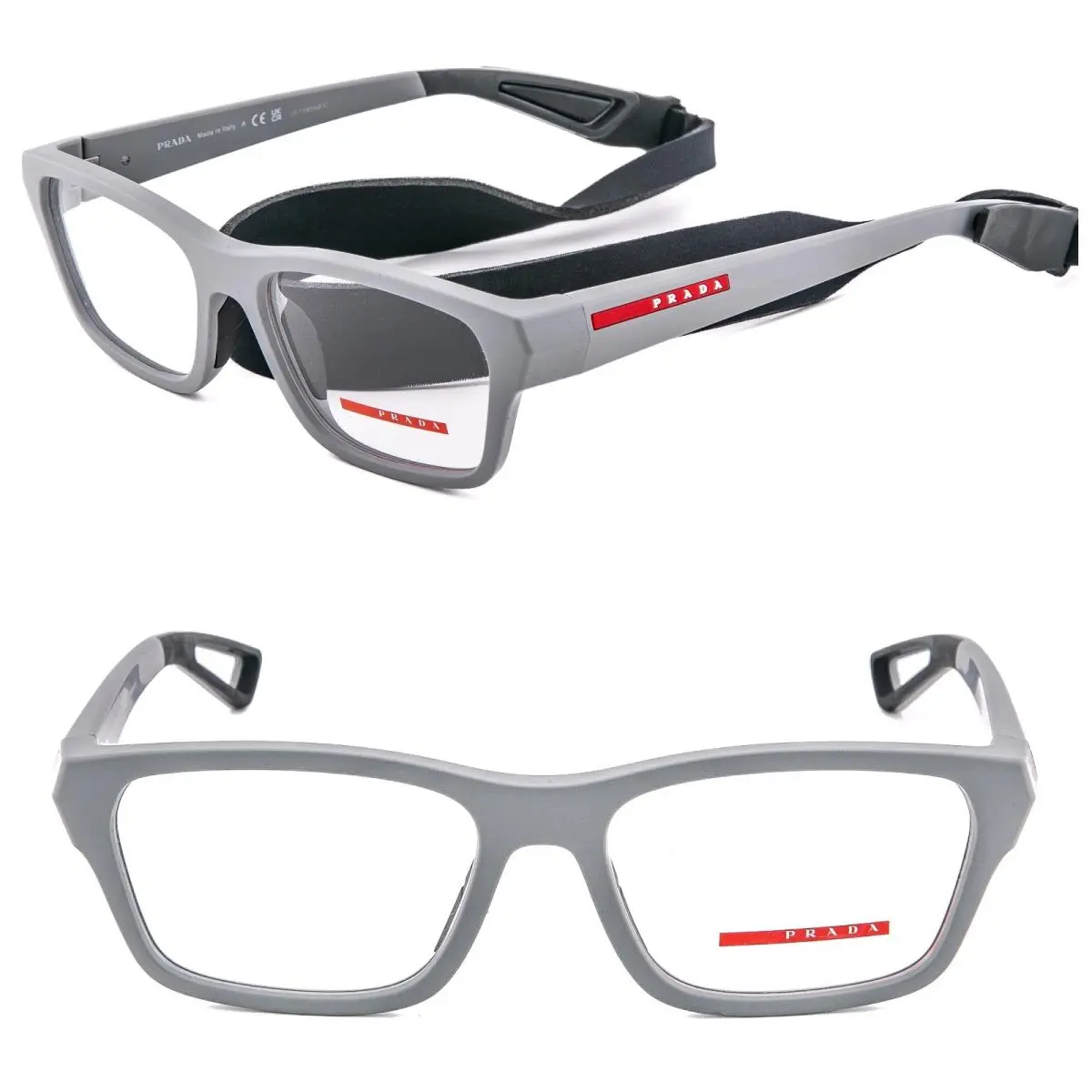 Prada Linea Rossa Sport 03R Gray Neoprene Strap Unisex Eyeglasses 54 mm PS03RV
