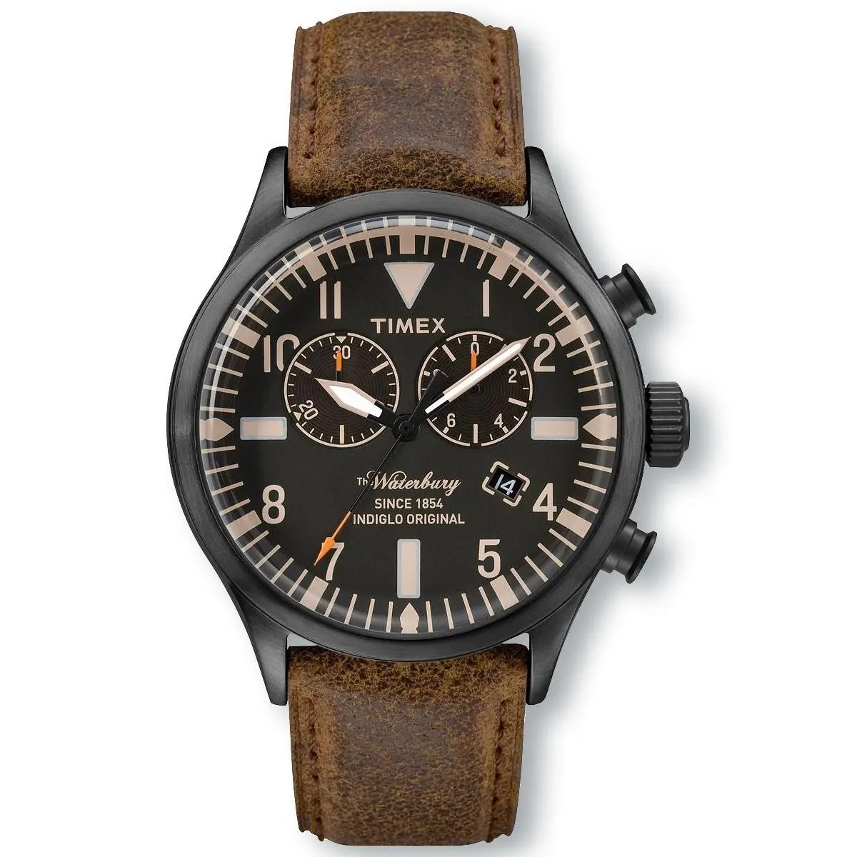 Timex TW2P64800 Waterbury Originals Chrono Brown Leather Strap Watch