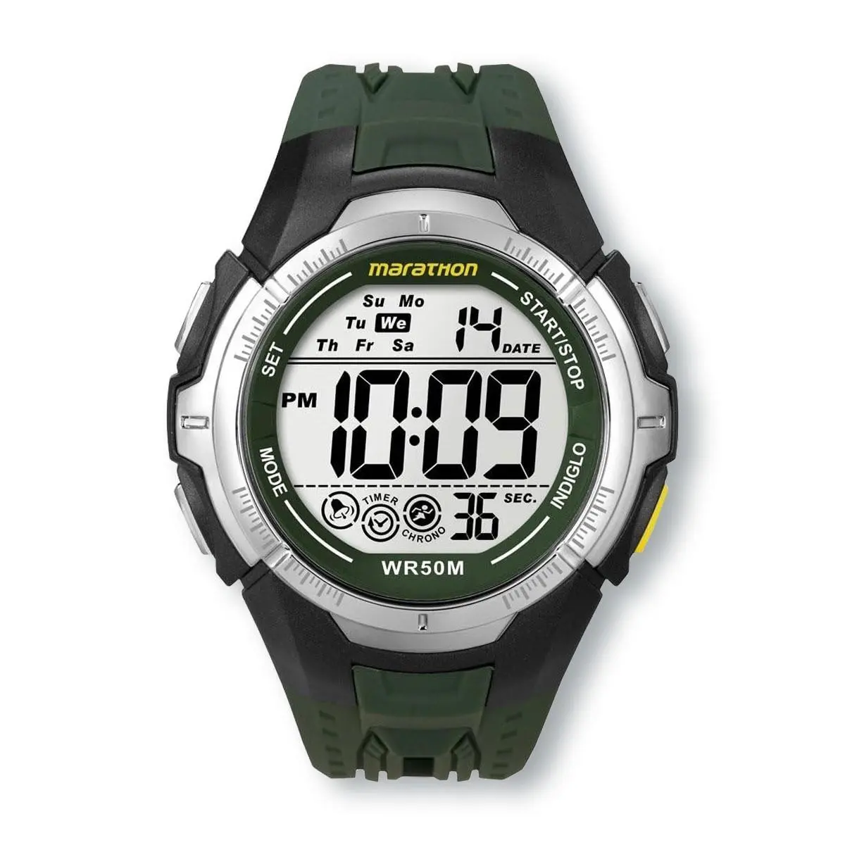 Timex Marathon T5K516 Greenish Resin Strap Sport Watch