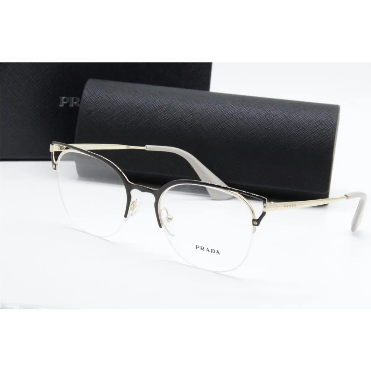 Prada Vpr 64U 98R-1O1 Black Gold Eyeglasses W Case 53-20