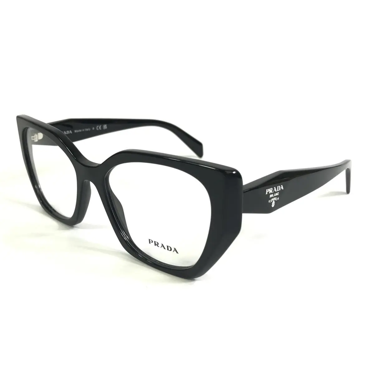Prada Eyeglasses Frames VPR18W 1AB-1O1 Shiny Black Cat Eye Full Rim 54-17-145