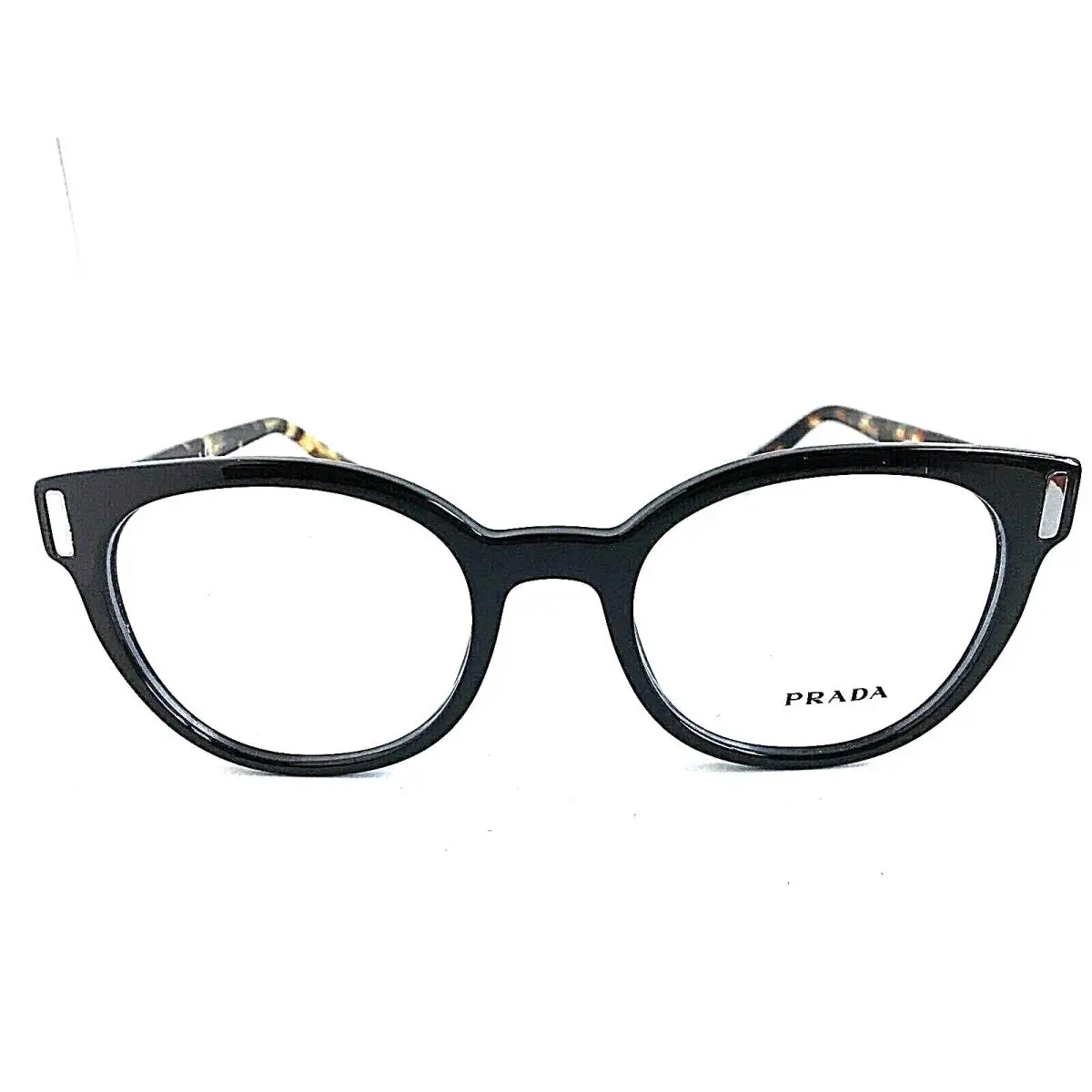 Prada Vpr 0T6 1AB-1O1 50mm Round Black Men`s Women`s Eyeglasses Frame