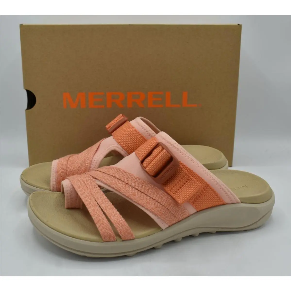 Merrell Womens Size 7 District 4 Post Peach Slide Sandals Shoes