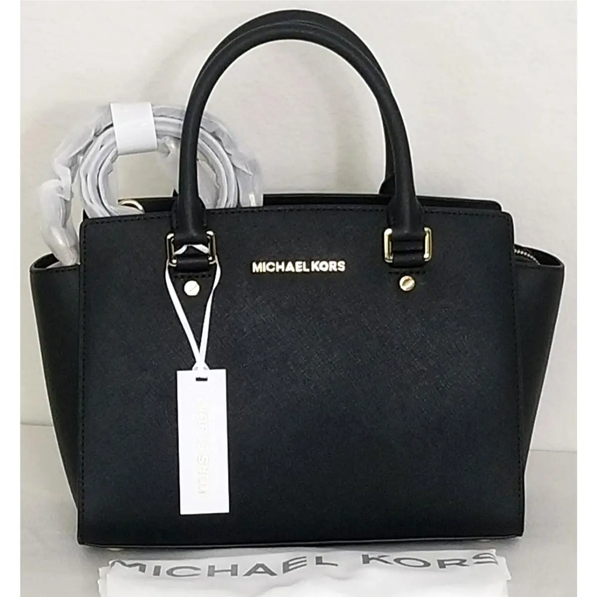 Selma Black Saffiano Medium Satchel Bag +/or Matching Wallet Satchel by Michael Kors