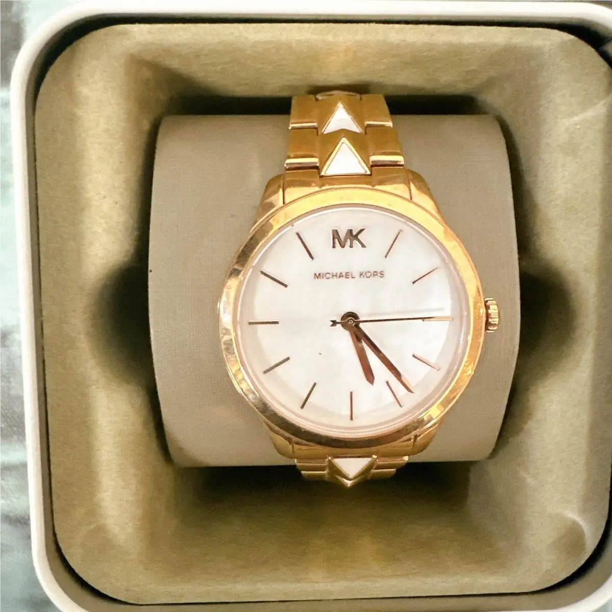Michael Kors MK6671 Runway Mercer Rose Gold-tone and Pearl Watch
