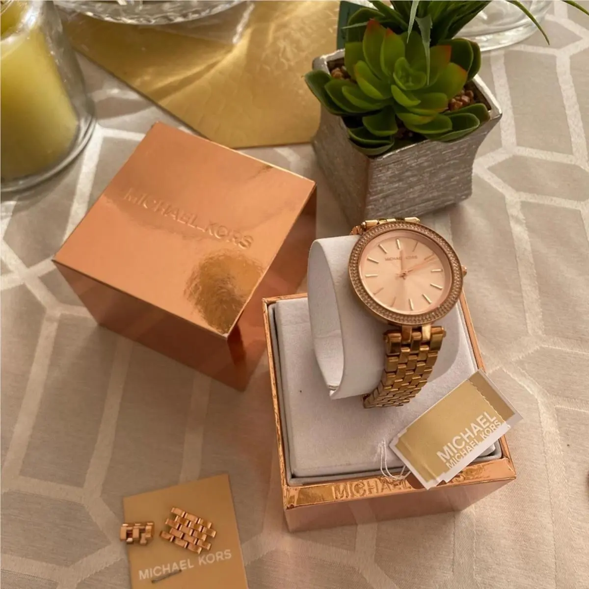 Rose Gold Women`s Watch with Crystals by Michael Kors