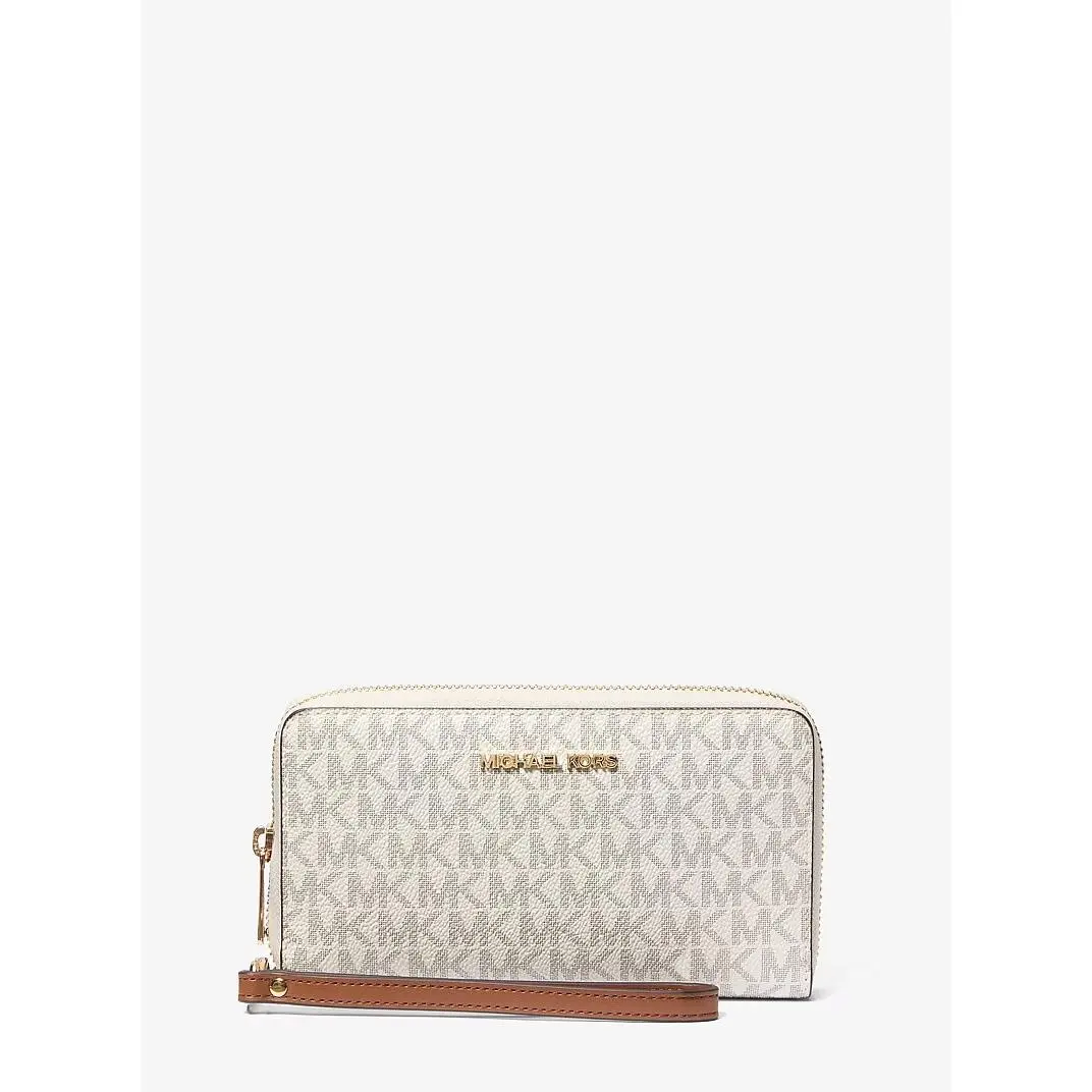 Michael Kors Vanilla Jet Set Travel Zip Around Phone Wallet