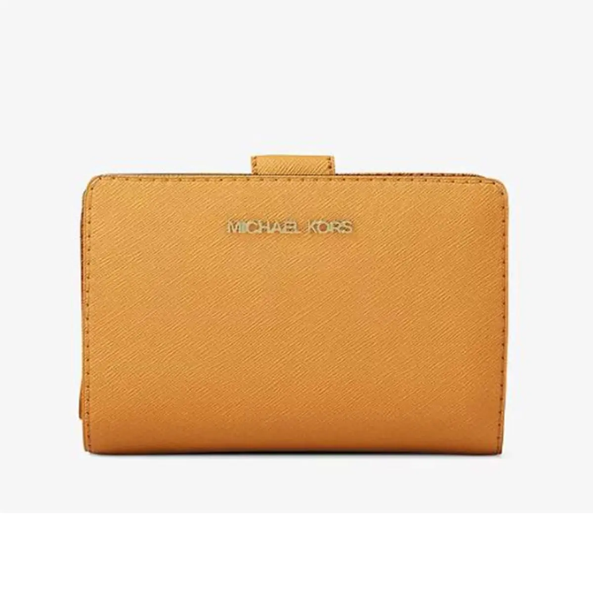 Michael Kors Jet Set Medium Crossgrain Leather Bifold Zip Wallet Radiant Orange