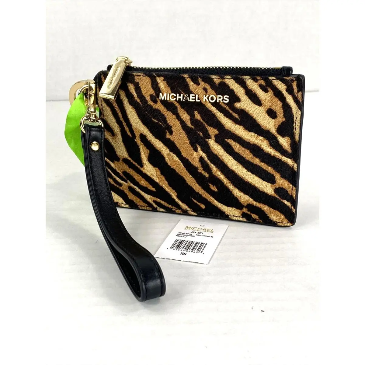 Michael Kors ID Wallet Animal Print Calf Hair Black Leather Small W10
