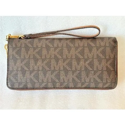 Michael Kors Jet Set Travel Continental Zip Around Wristlet Wallet – Brown