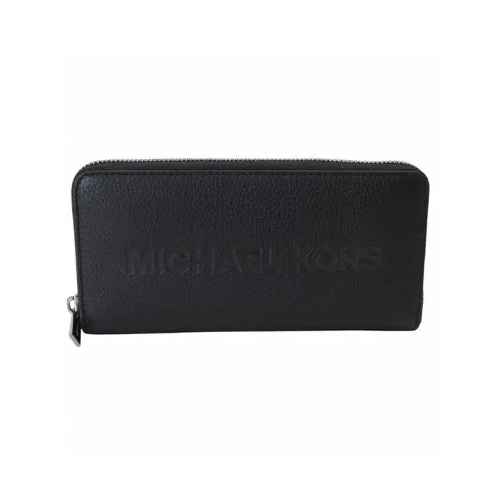 Michael Kors Cooper Black Leather Zip Around Phone Wallet