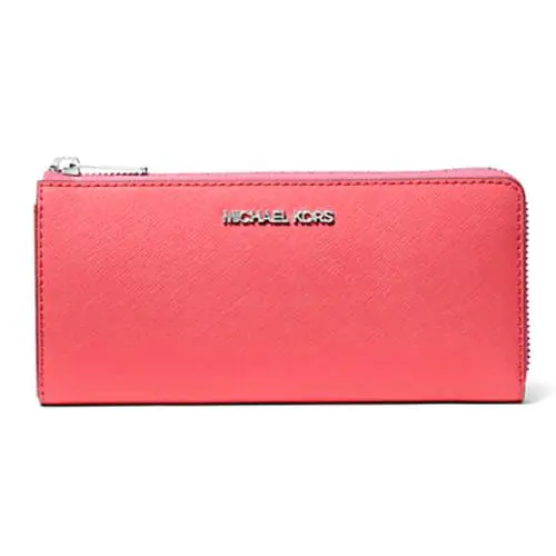 Michael Kors Jet Set Travel Quarter Zip Wallet - Large Hibiscus Leather