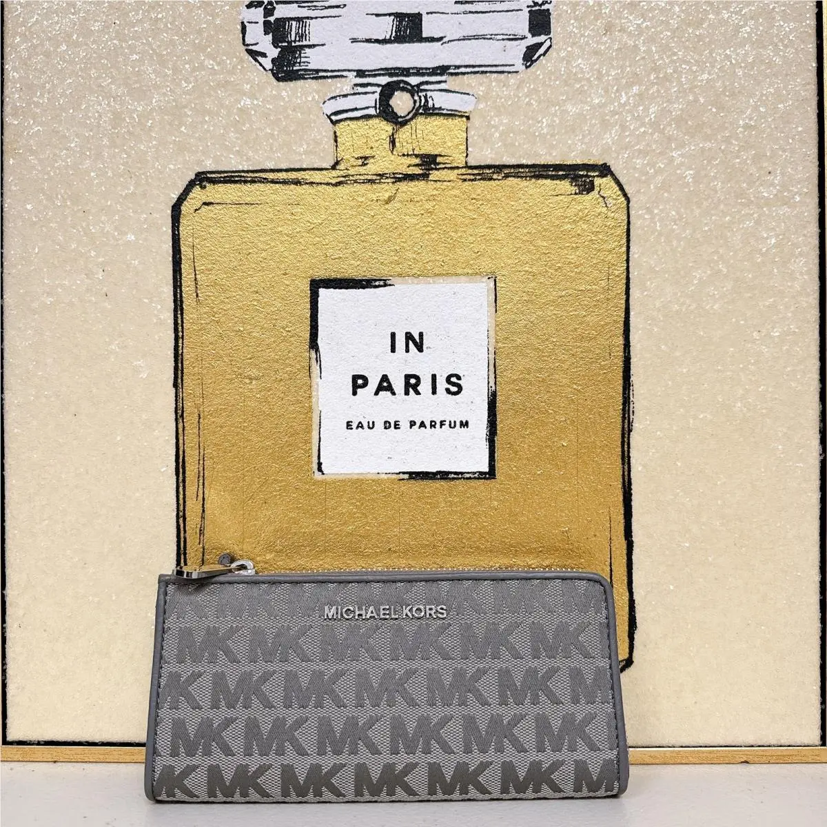 Michael Kors 35T9STVZ3J Jet Set Travel Signature Canvas Large L-zip Wallet
