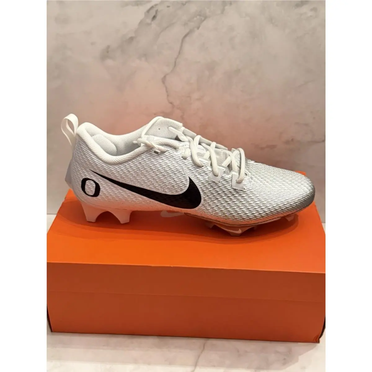 Nike Vapor Edge Speed 360 2 Oregon Ducks PE Football Cleats White Silver Size 13