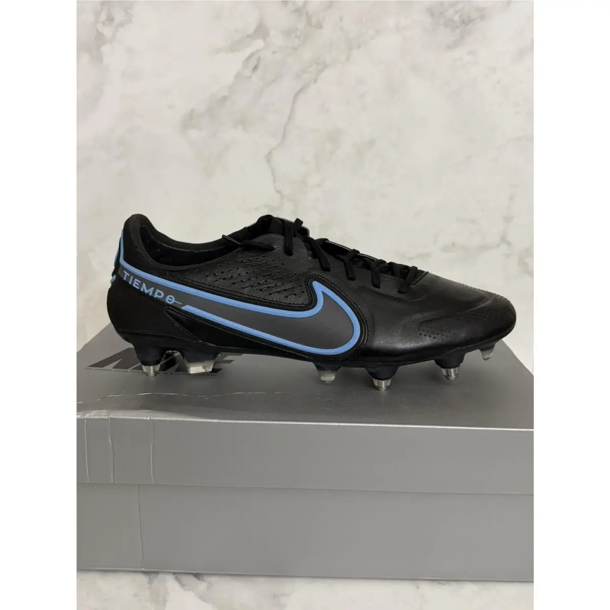 Nike Tiempo Legend 9 Elite SG Pro AC Soccer Cleats Black Blue DB0822-004 Size 9