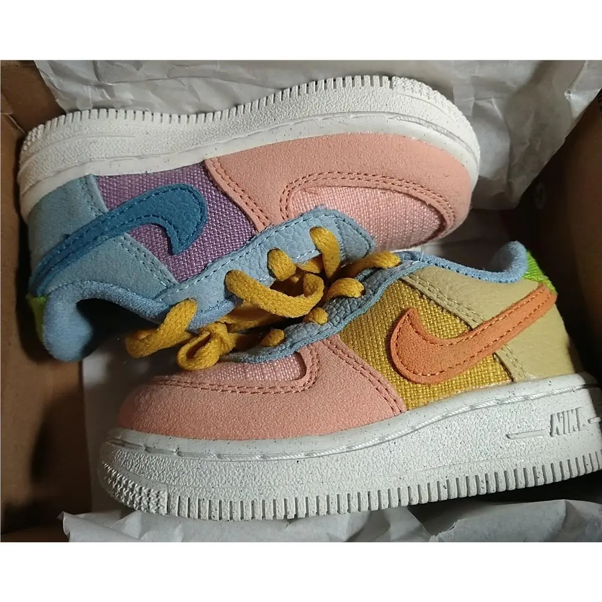 Nike Toddler Boy Force 1 LV8 NN TD Sanded Gold/ Hot Curry Size 5c