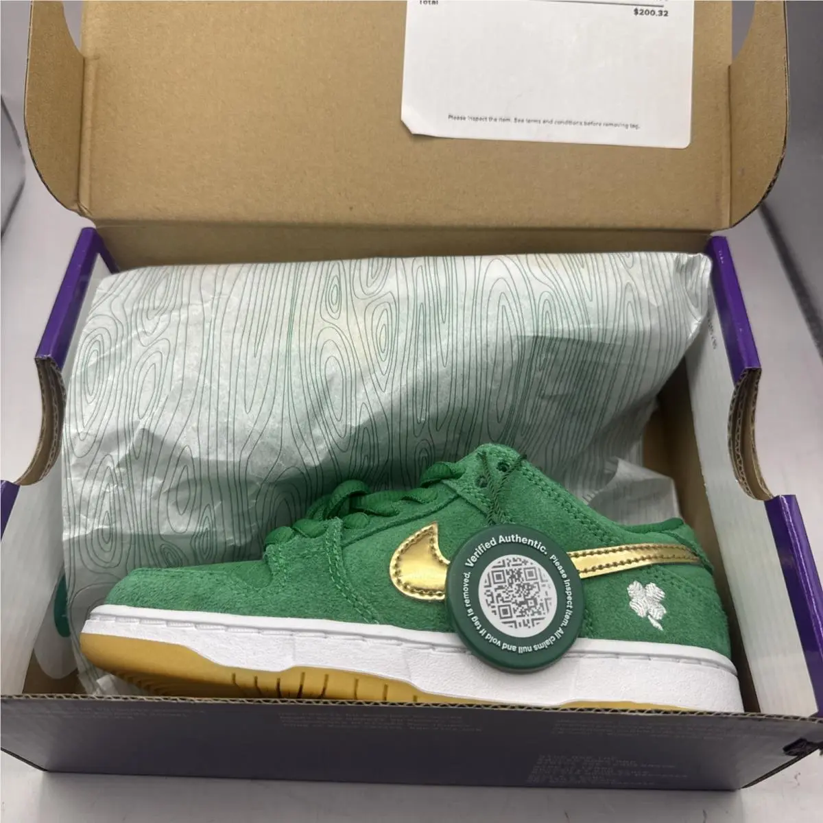 Nike shoes - Nike Sb Dunk Low Pro (PS) - BQ6817-303 - Green, Manufacturer: Green/Metallic Gold-White-Light Gum (UPC: 0195866638433) 8