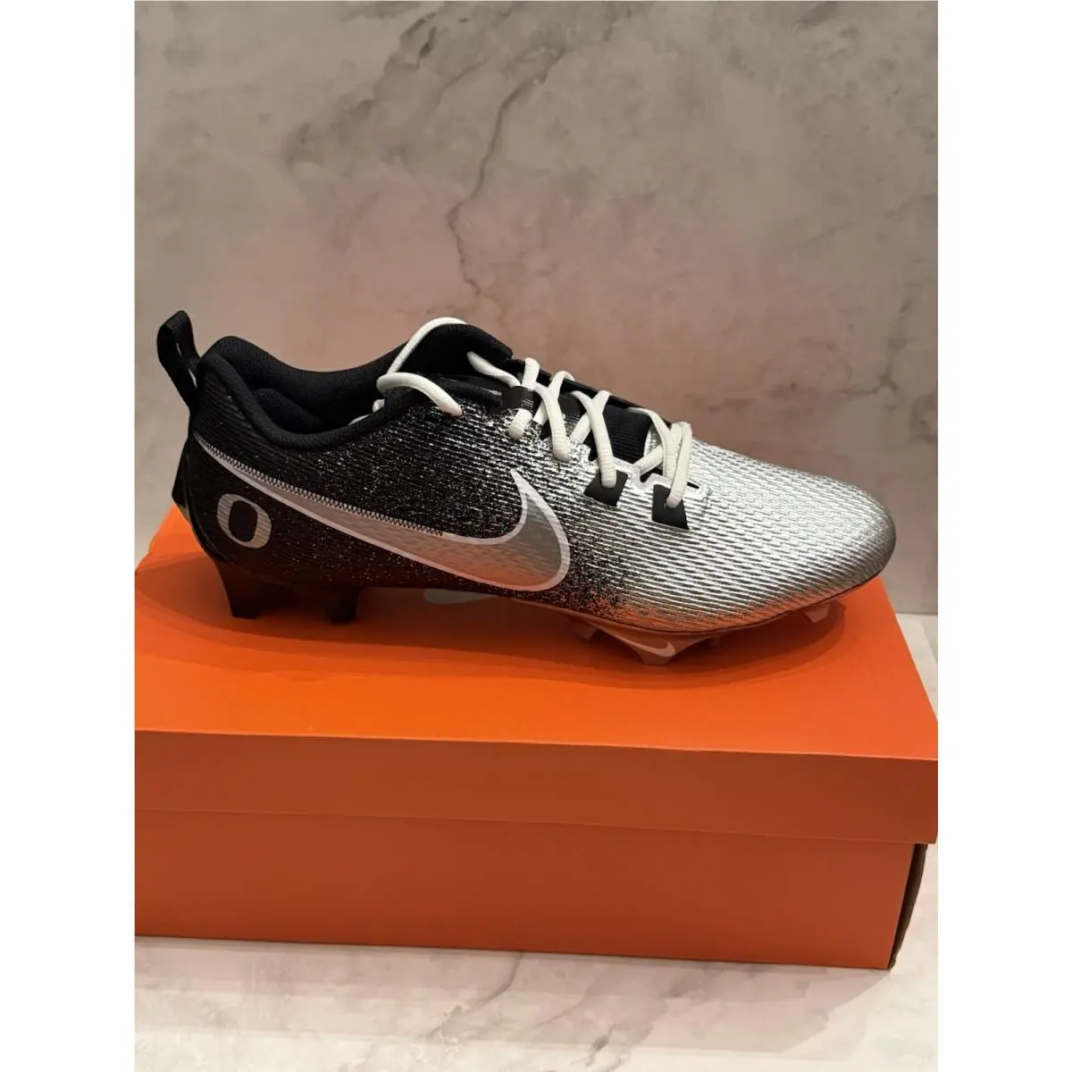 Nike Vapor Edge Speed 360 2 Oregon Ducks PE Football Cleats Black Silver Size 13