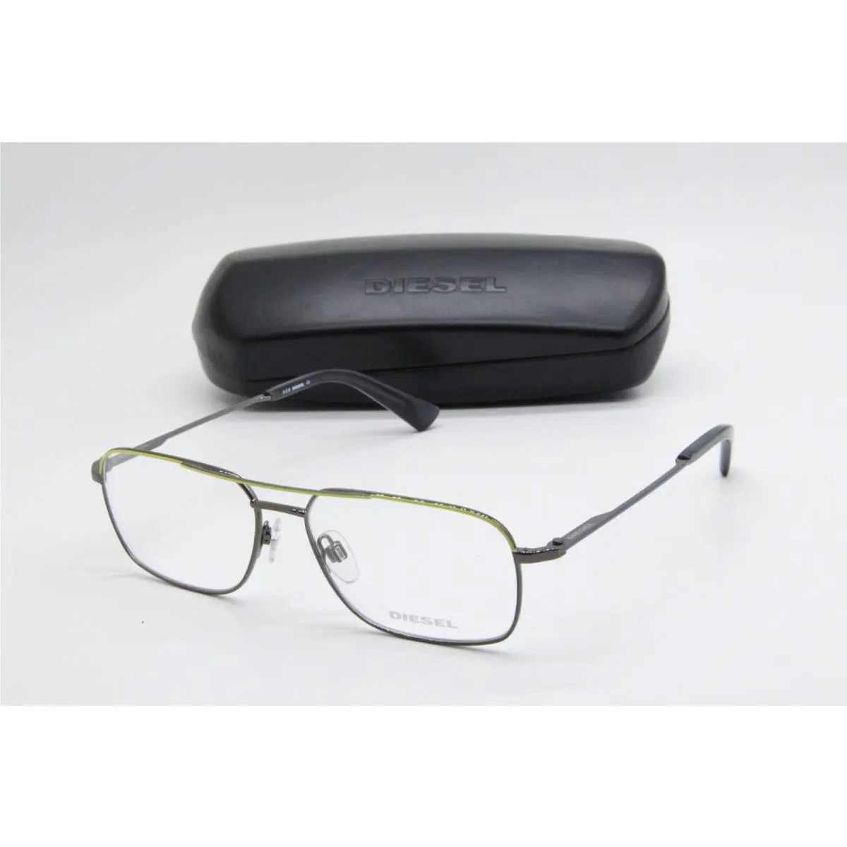 Diesel DL 5351 009 Silver Grey Yellow Eyeglasses W Case 56-15