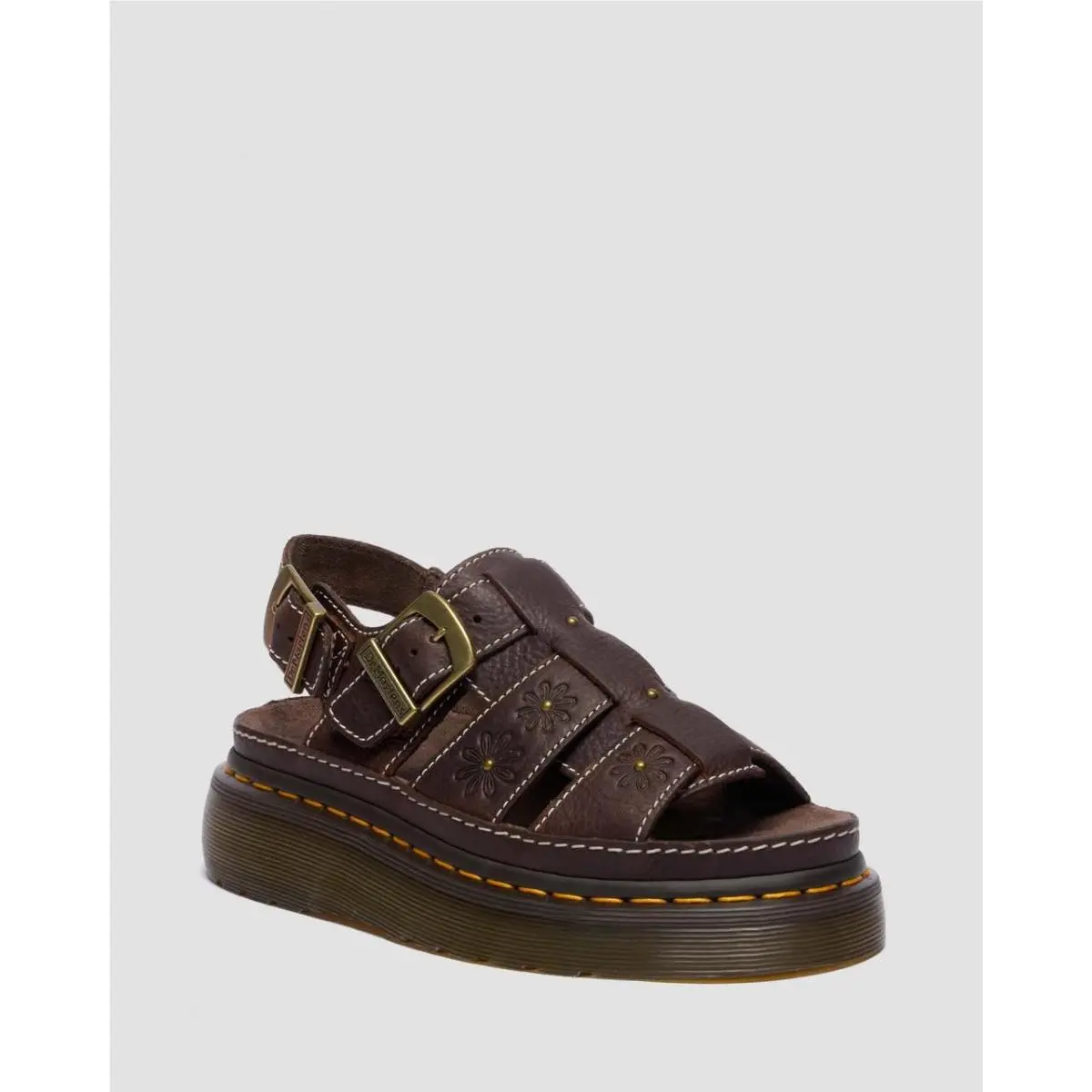 Womens Dr. Martens Wrenlie Flower Sandal 5-11 Grizzly Brown Doc Martens