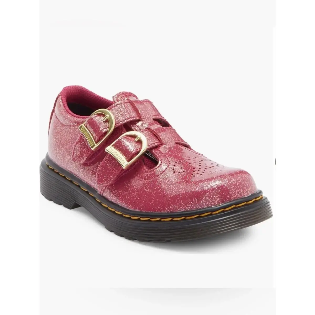 Dr. Martens 8065 Mary Jane Women`s Pink Glitter Double Strap Shoes Size 7