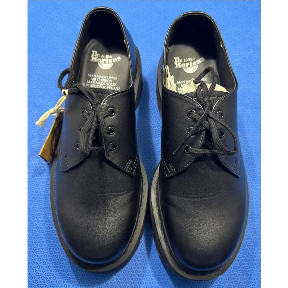 Dr. Martens 1461 Quad Mono Vegan Oxford Black Felix Rub-off W8 M7 Platform