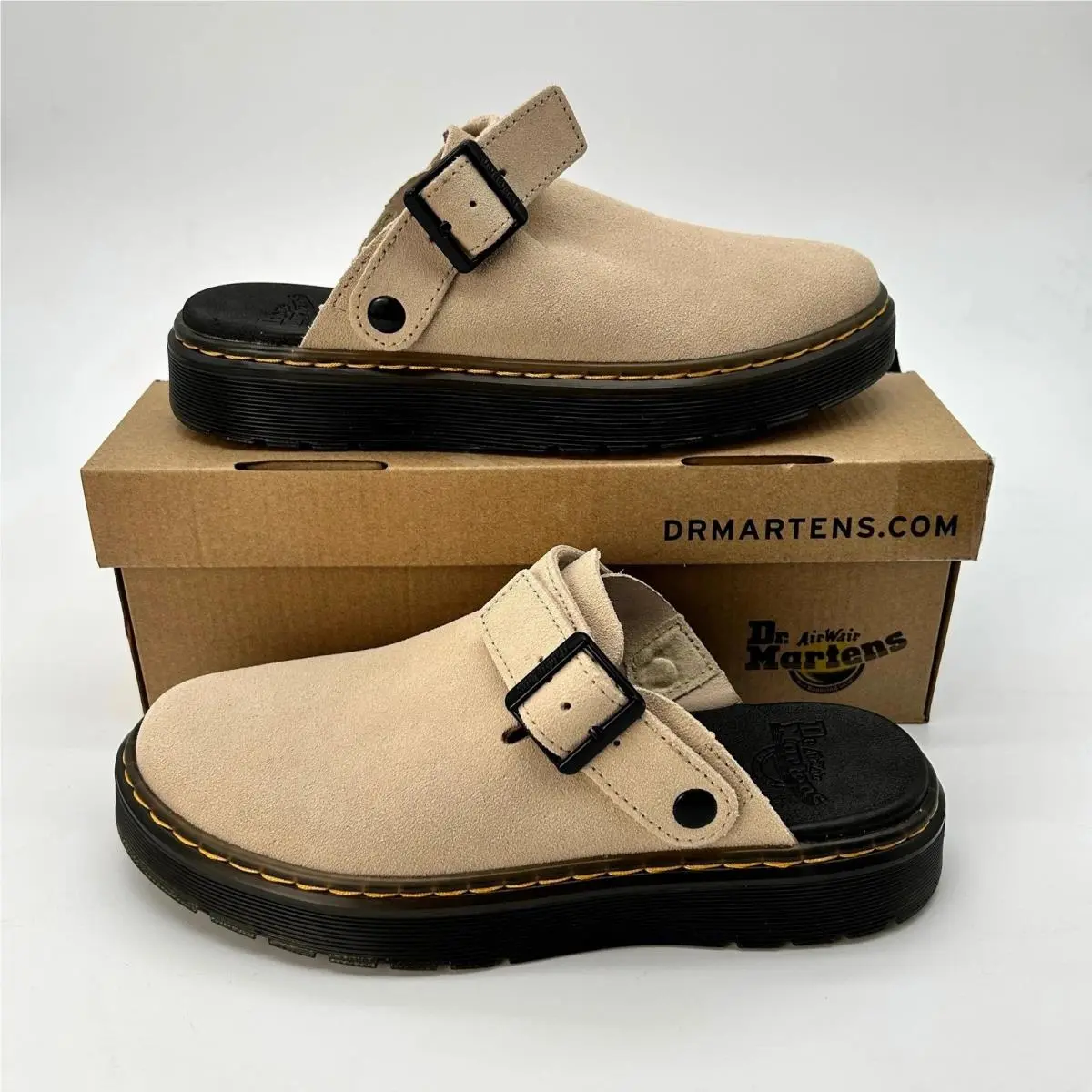 Mens Slingback Mules Dr Martens Carlson Size 6 Tan Suede Clogs Slip On