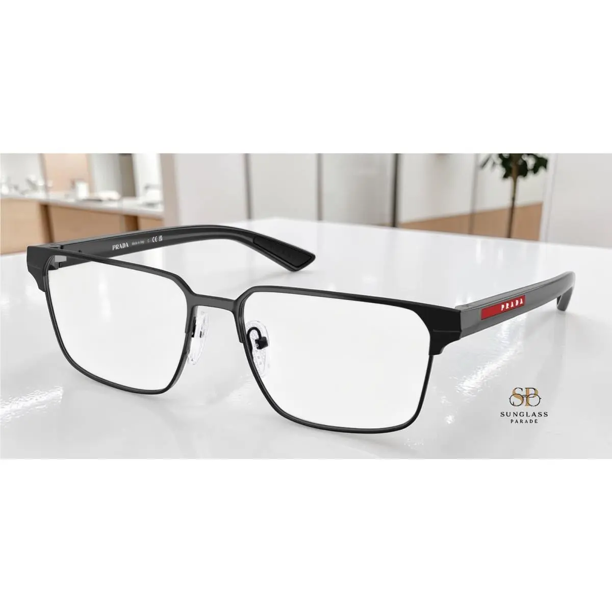 Prada Linea Rossa PS 50TV 1AB1O1 Black Demo Lens 57 mm Men`s Eyeglasses