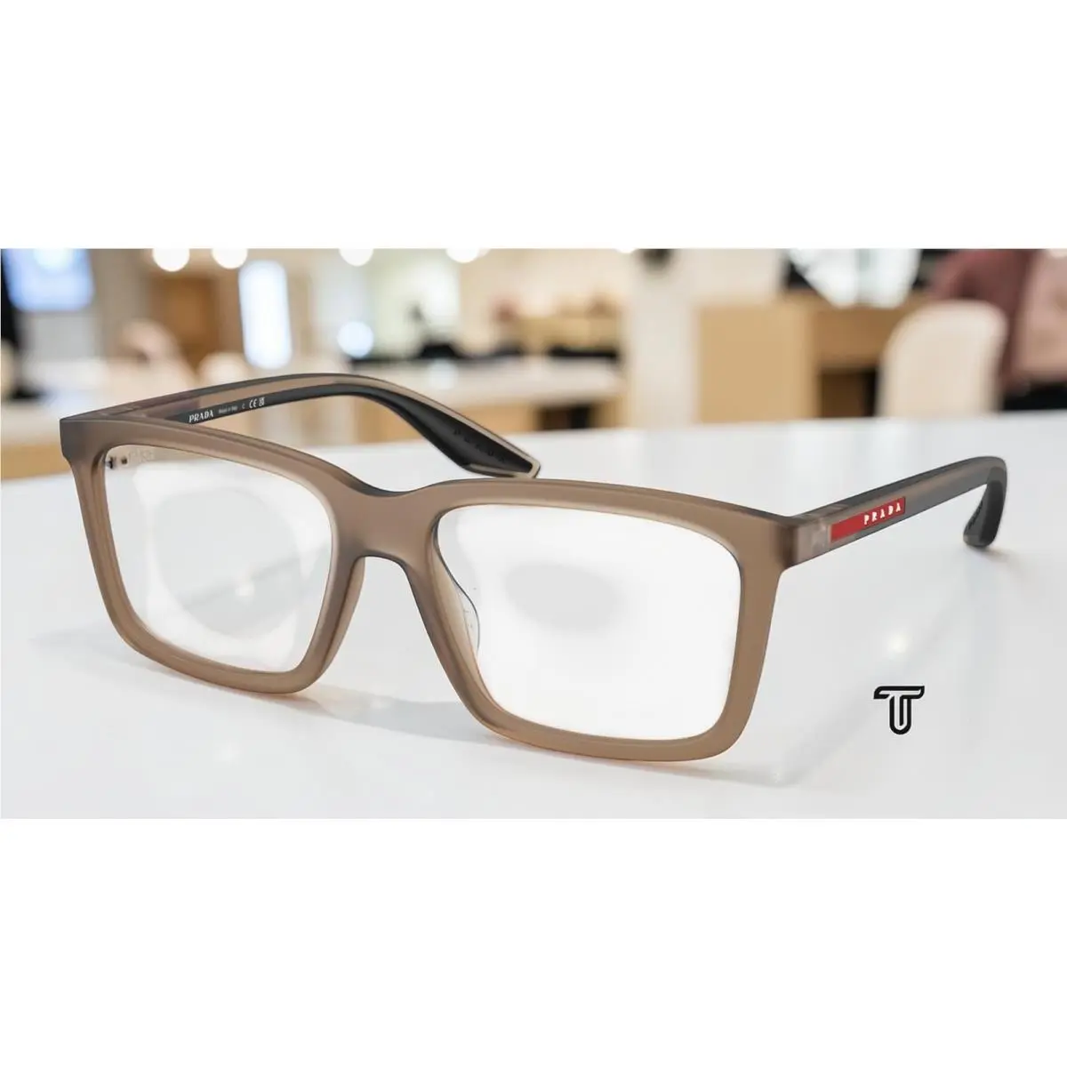 Prada Linea Rossa PS 03SV 29F1O1 Frosted Brown Demo Lens 55 mm Men`s Eyeglasses