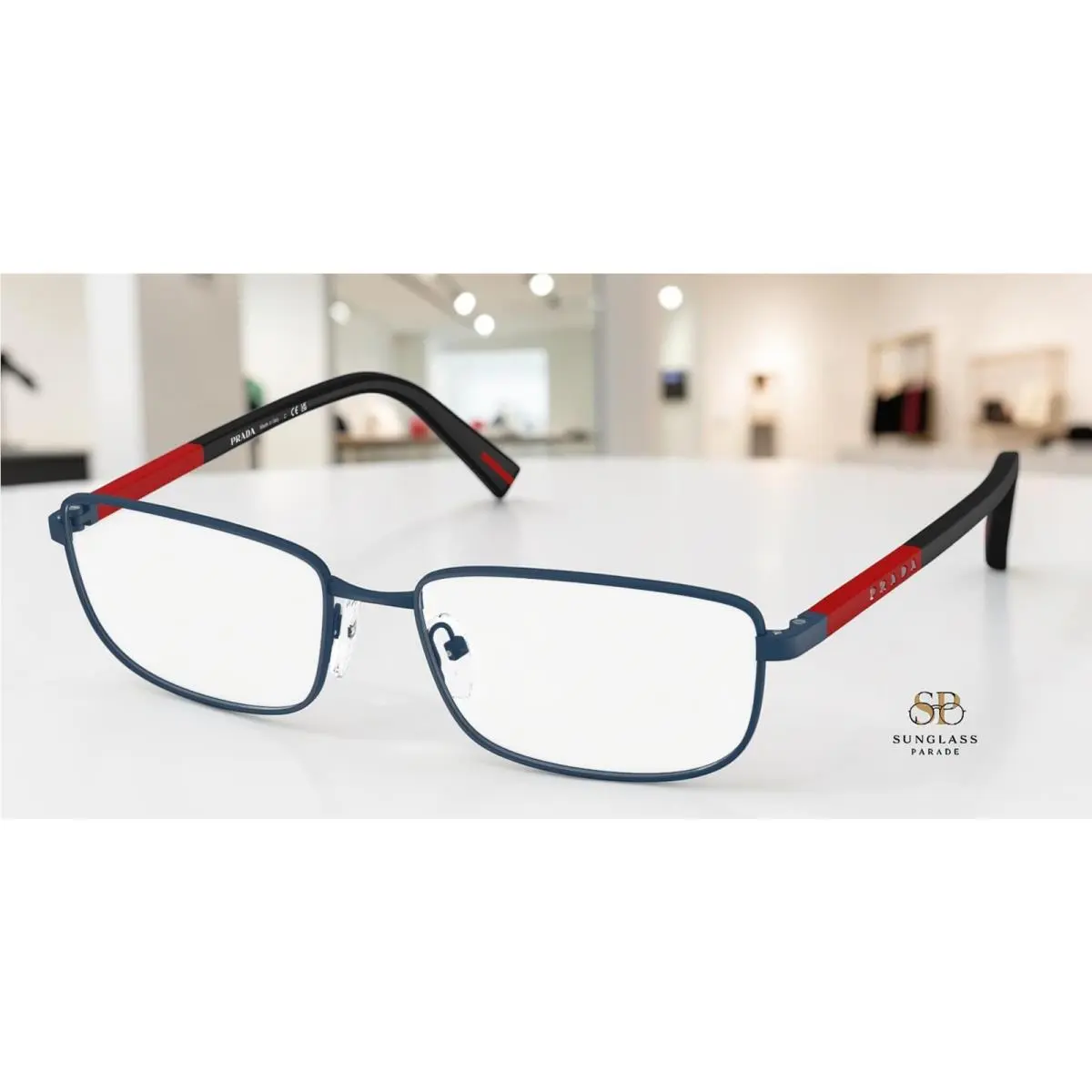 Prada Linea Rossa PS 50SV TFY1O1 Matte Blue Demo Lens 55 mm Men`s Eyeglasses
