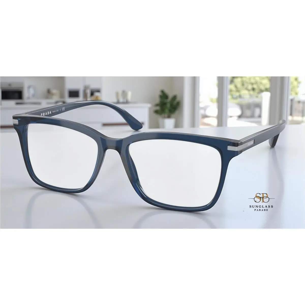 Prada PR 14WV 08Q1O1 Blue Crystal Demo Lens 56 mm Men`s Eyeglasses