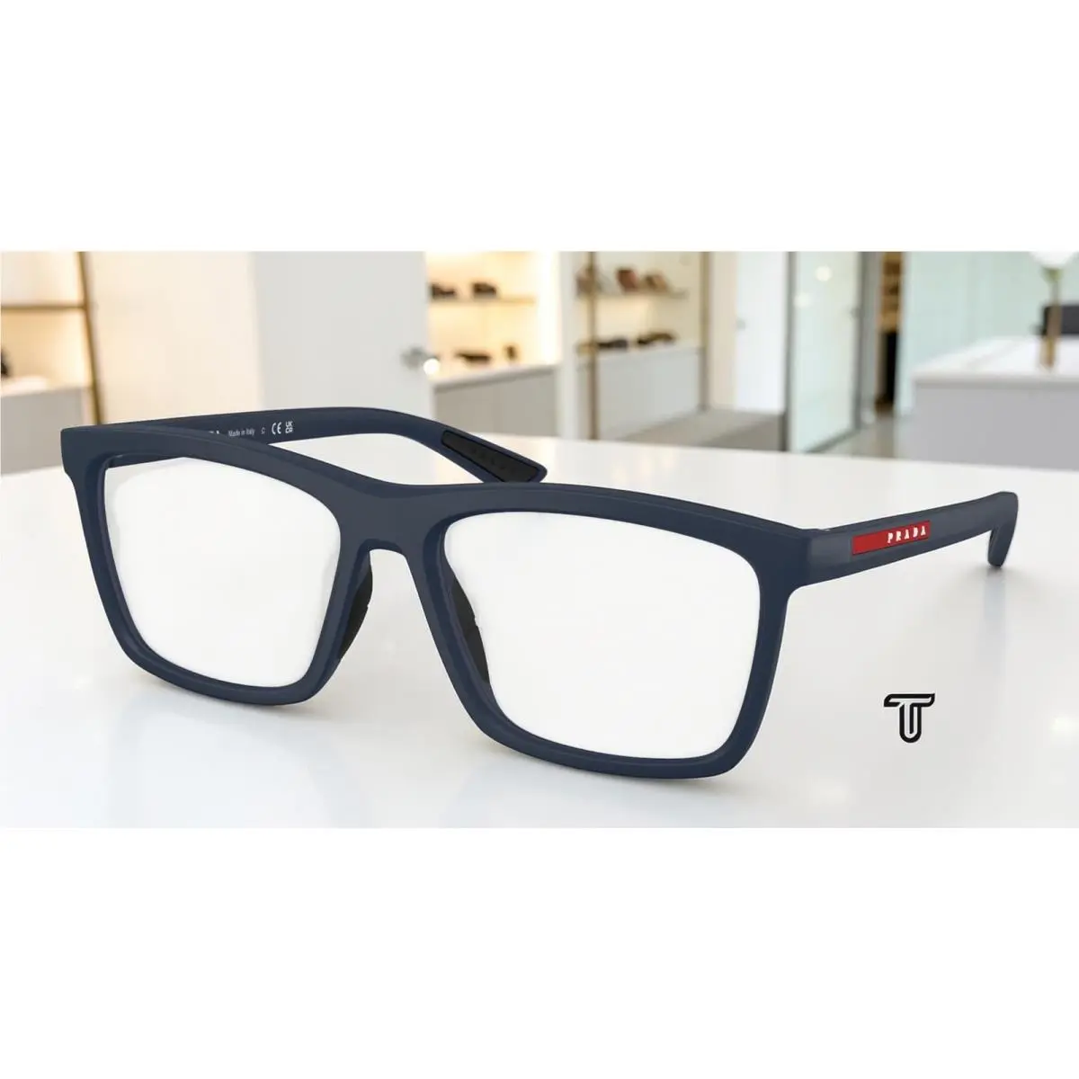Prada Linea Rossa PS 01TV MAG1O1 Matte Blue Demo Lens 54 mm Men`s Eyeglasses