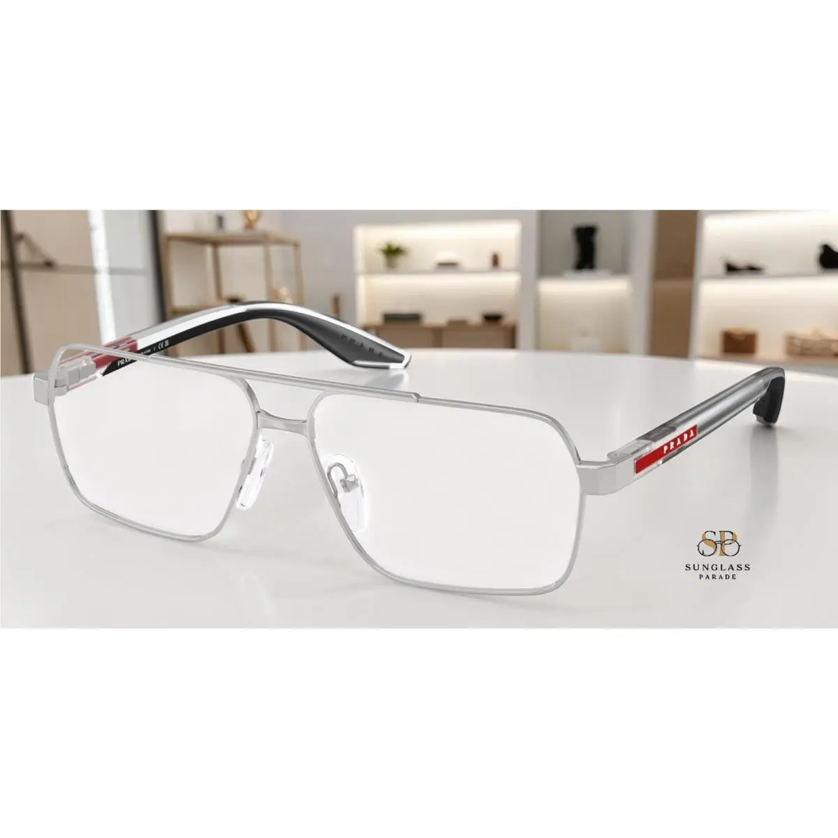 Prada Linea Rossa PS 51TV 1BC1O1 Silver Demo Lens 59 mm Men`s Eyeglasses