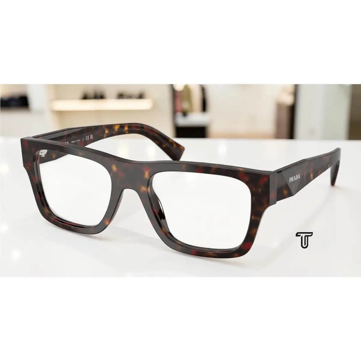 Prada PR C01V 17N1O1 Root Tortoise Demo Lens 52 mm Men`s Eyeglasses
