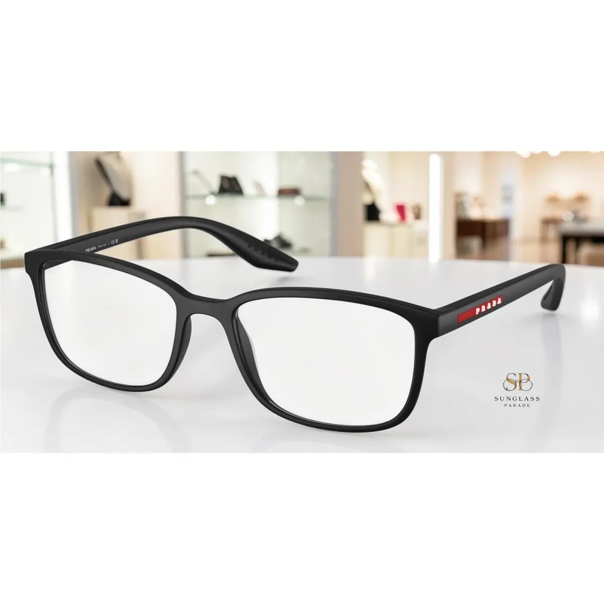 Prada Linea Rossa PS 07RV 1BO1O1 Matte Black Demo Lens 55 mm Men`s Eyeglasses