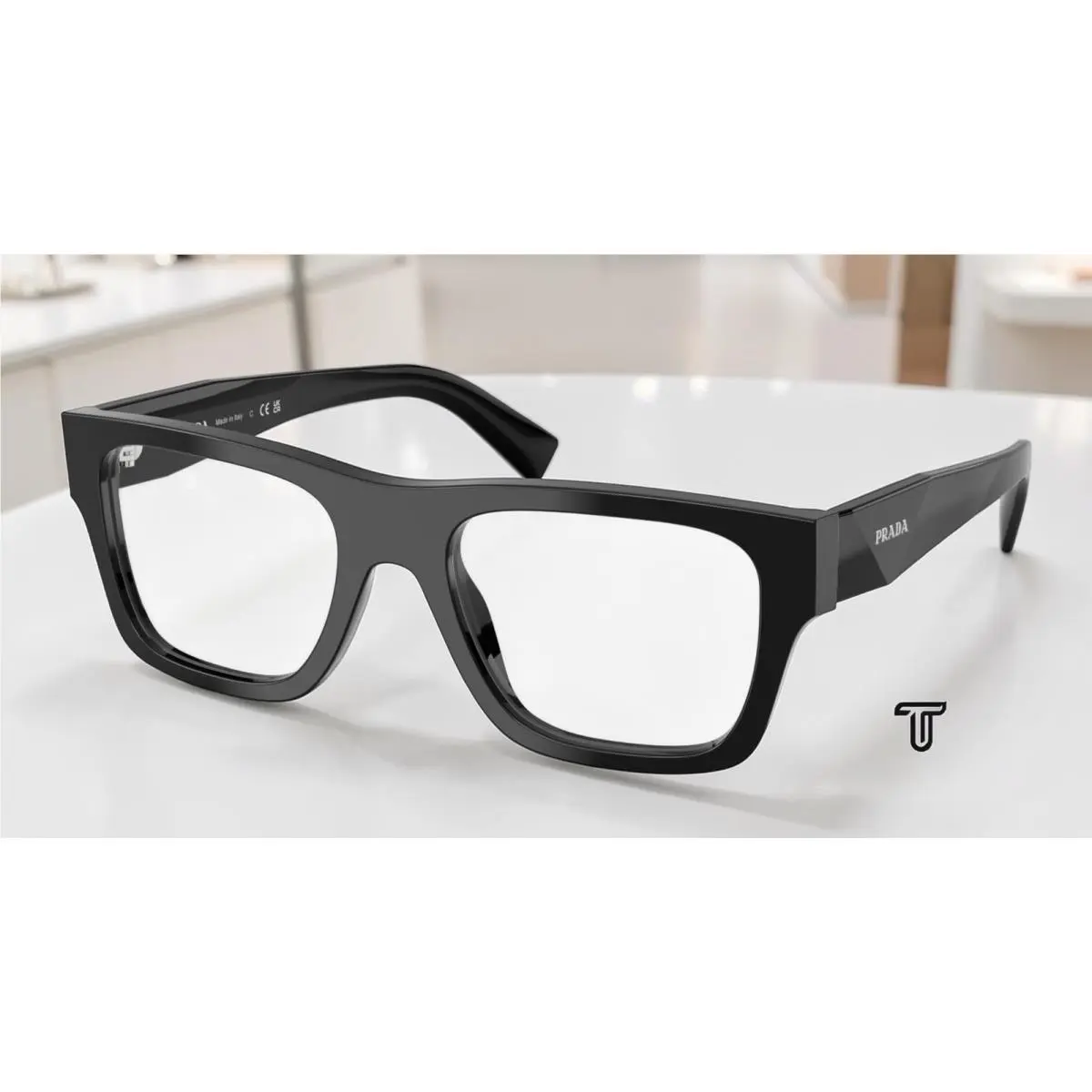 Prada PR C01V 16K1O1 Black Demo Lens 52 mm Men`s Eyeglasses