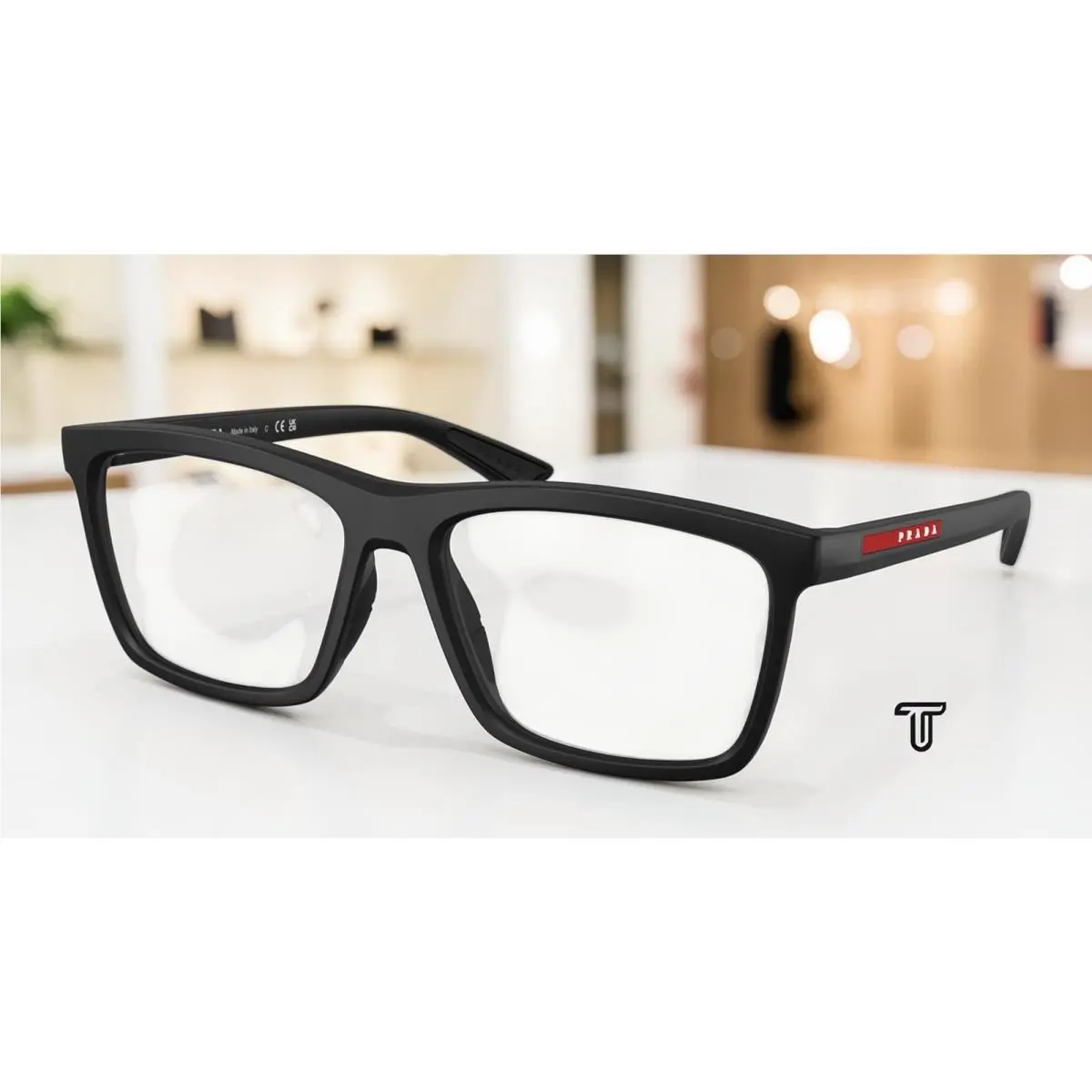 Prada Linea Rossa PS 01TV 1BO1O1 Matte Black Demo Lens 56 mm Men`s Eyeglasses