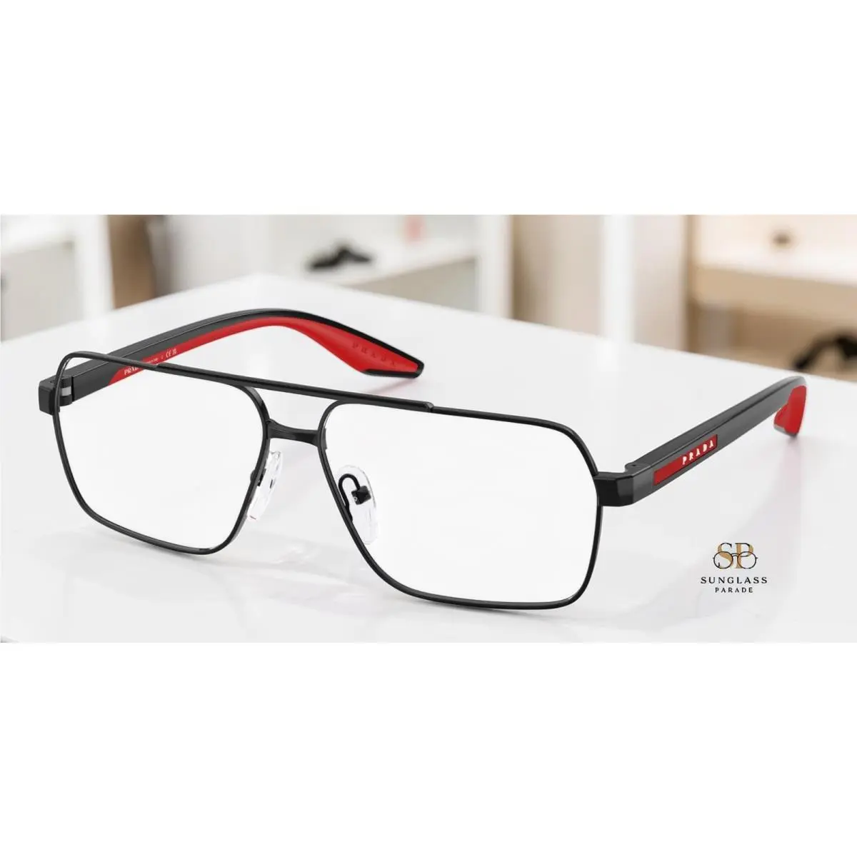 Prada Linea Rossa PS 51TV 1AB1O1 Black Demo Lens 57 mm Men`s Eyeglasses
