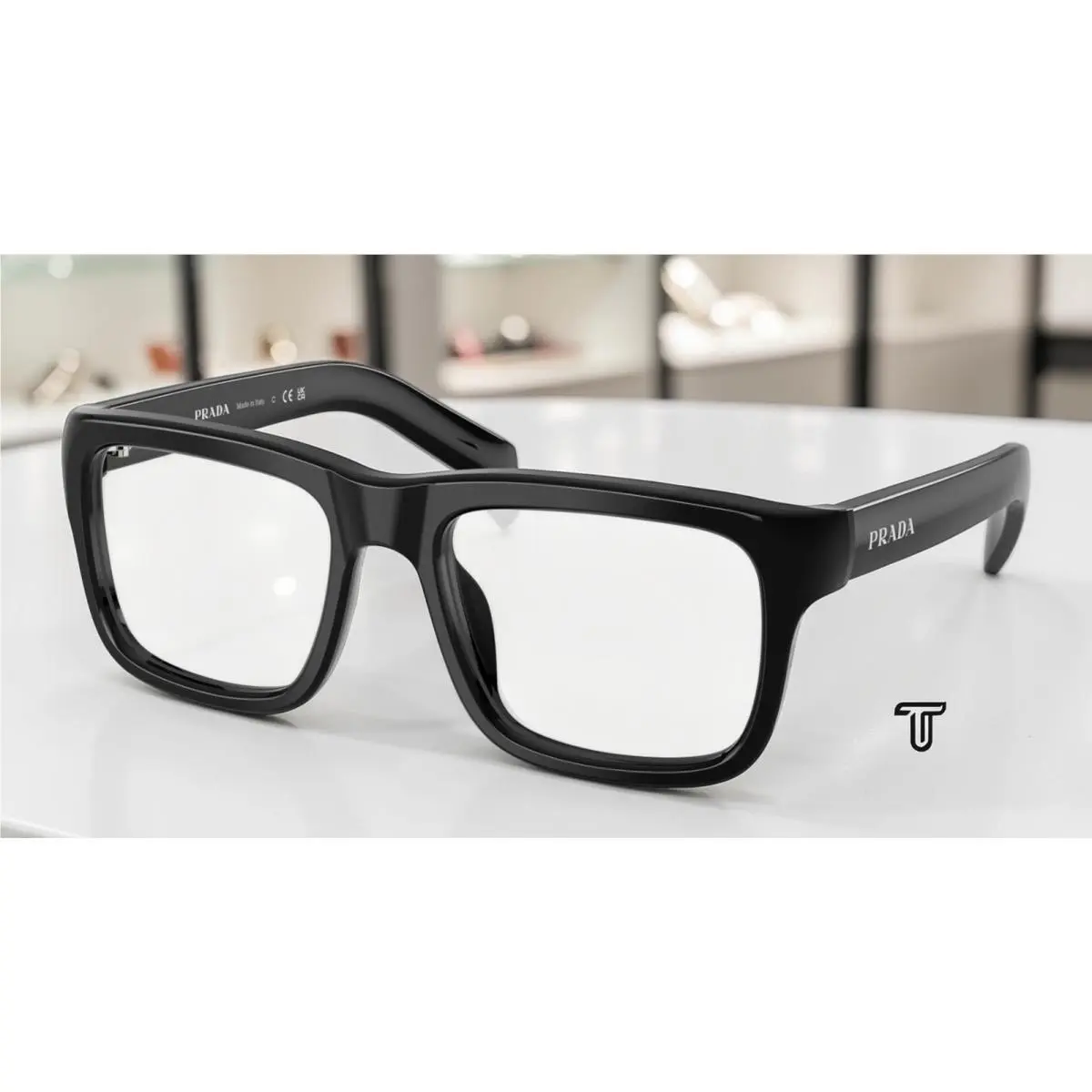 Prada PR D02V 16K1O1 Black Demo Lens 52 mm Men`s Eyeglasses