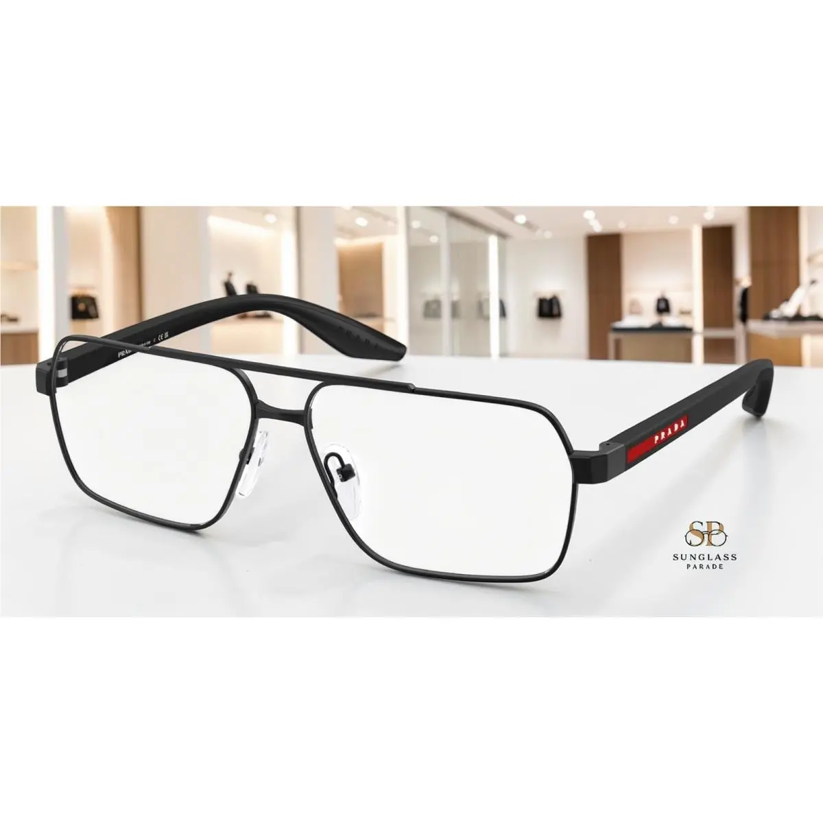 Prada Linea Rossa PS 51TV 1BO1O1 Matte Black Demo Lens 57 mm Men`s Eyeglasses