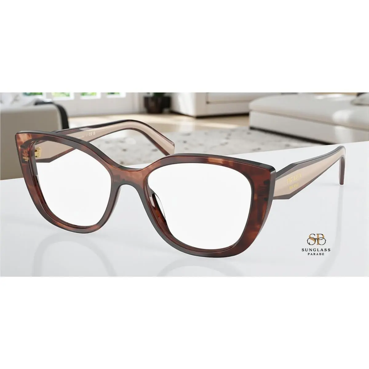 Prada PR B04V 07R1O1 Havana Caramel Demo Lens 53 mm Women`s Eyeglasses