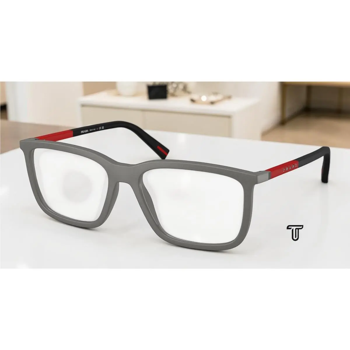 Prada Linea Rossa PS 01SV 16X1O1 Metal Grey Demo Lens 54 mm Men`s Eyeglasses