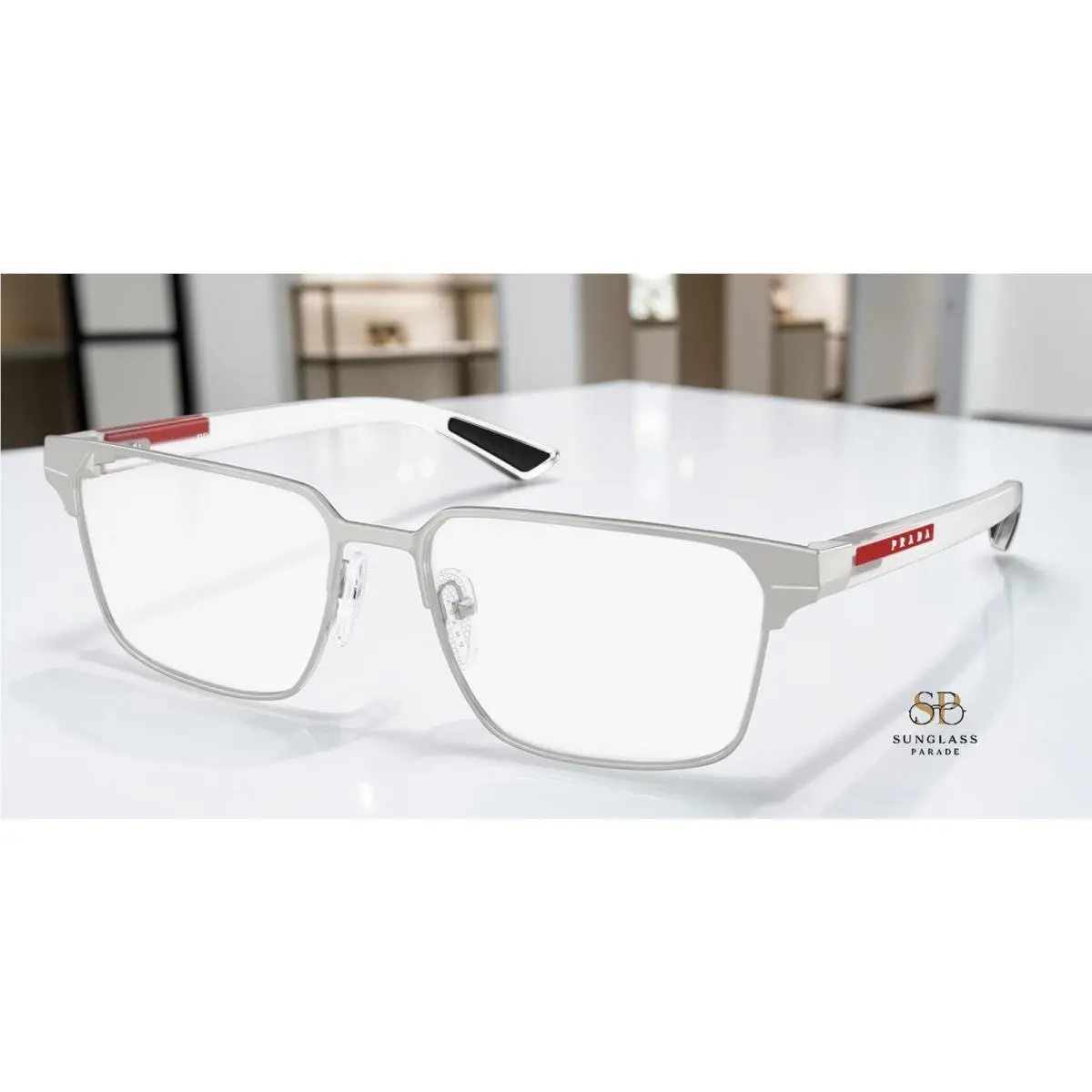 Prada Linea Rossa PS 50TV 1BC1O1 Silver Demo Lens 55 mm Men`s Eyeglasses