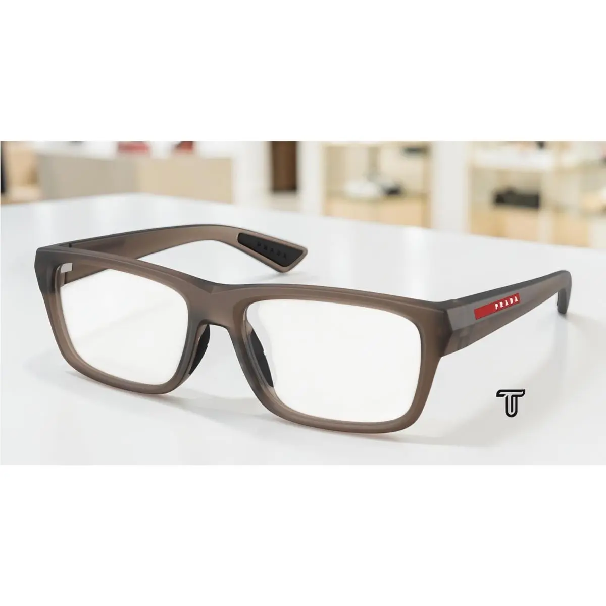 Prada Linea Rossa PS 02TV 29F1O1 Frosted Brown Demo Lens 56 mm Men`s Eyeglasses