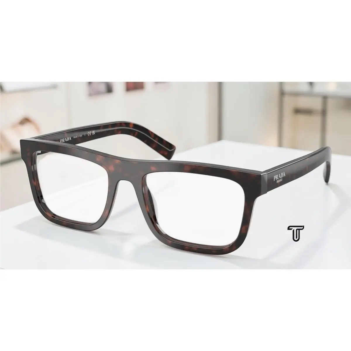 Prada PR C03V 17N1O1 Root Tortoise Demo Lens 53 mm Men`s Eyeglasses
