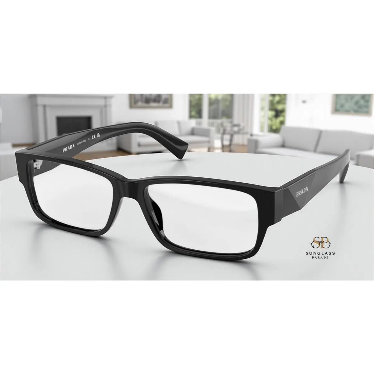 Prada PR B09V 16K1O1 Black Demo Lens 55 mm Men`s Eyeglasses