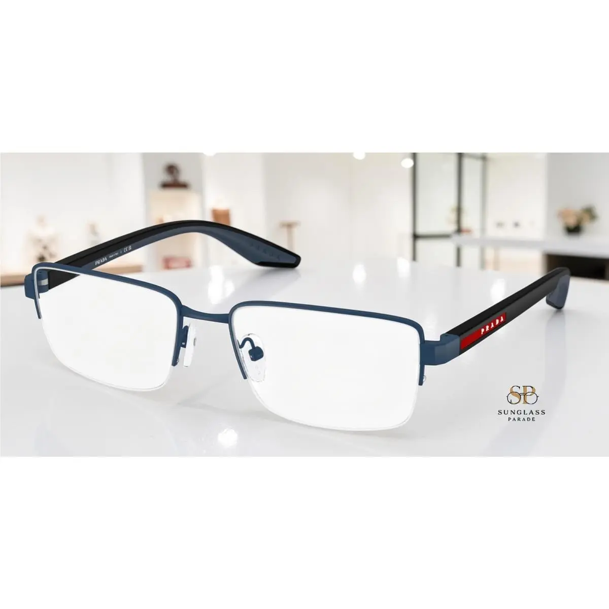 Prada Linea Rossa PS 51SV TFY1O1 Matte Blue Demo Lens 54 mm Men`s Eyeglasses